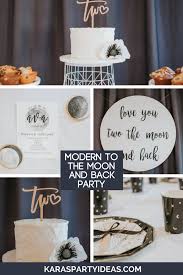 You can even make the cake feel like a trip in a spaceship when you get our cake supplies to make the sweet treats. Kara S Party Ideas Modern Moon Back Birthday Party Kara S Party Ideas