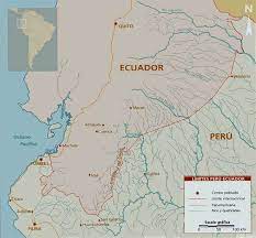 Oboustranná automapa peru a ecuadoru s mírně vyznačeným výškovým reliéfem. Frontera Entre Peru Y Ecuador Historia Peruana