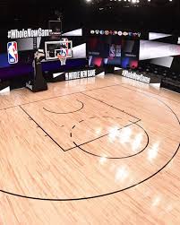 First Look At The Nba S Game Court In 2020 Nba League Pass Nba Nba Tv