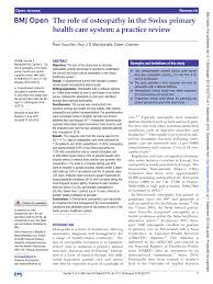 Pdf The Role Of Osteopathy In The Swiss Primary Health Care System A Practice Review