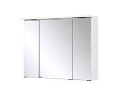 Spiegelschrank, keuco royal lumos, mit spiegel, türanschlag links, breite 80 cm, höhe 73,5 cm, tiefe 16,5 cm. Bad Spiegelschrank Bologna 3 Turig Mit Led Lichtleiste 80 Cm Breit Weiss Moebel Guenstig De