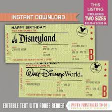 Editable Surprise Trip Ticket To Disneyland Disneyworld Etsy Disneyland Tickets Disney Trips Trip