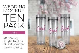 Wedding Skinny Acrylic Tumbler 10 Pk Design Mockup Free Acrylic Tumblers Bottle Mockup