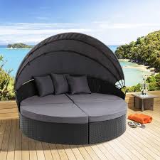The outdoor daybed is a casual couch made for decorating your living space outside. Oakmont Patio Furniture Outdoor Daybed Round Sofas With Canopy Black Wicker 4 Pieces Seating Separates Cushioned Seats Lawn Poolside Garden Buy Online In Sri Lanka At Desertcart Lk Productid 146407236