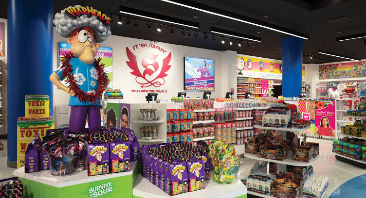 Modern confectionery retail display, AI generated