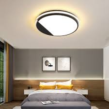 Acrylic Round Flush Light Modern Simple Led Bedroom Flush Ceiling Light In Black Beautifulhalo Com