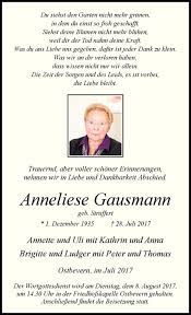 Struffert kg, ostbevern, amtsgericht münster hra 8415: Traueranzeigen Von Anneliese Gausmann Www Trauer Ms