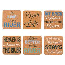 Set Of 6 River Sayings Coasters River Sayings Cork Coasters Coasters
