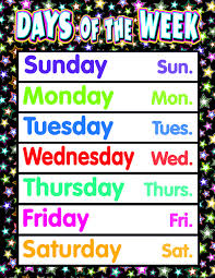 Fancy Stars Days Of The Week Chart