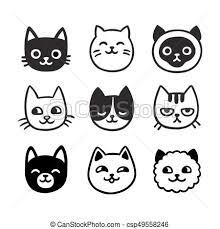 Google Image Result For Https Comps Canstockphoto Com Cute Cat Doodle Set Eps Vector Csp49558246 Jpg Cat Doodle Cat Face Drawing Cat Outline