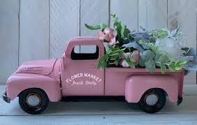 Pink Farm Truck Farm Truck Metal Farm Truck Pink Metal Etsy Red Truck Decor Pink Christmas Decorations Farm Trucks