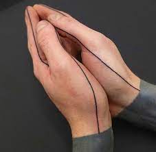 Geometric Line Tattoo Around The Hands I Love Tattoos Like These So Odd And Understated Line Hand Tattoo Hand Poked Tattoo Minimal Tattoo Hand Tattoos