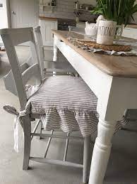 Perfect for bringing a touch of farmhouse style to your home, it's made from solid elm wood, with a seat upholstered in polyester blend fabric for a cushioned touch during your long chats over dinner and wine. Seat Chair Cover With Ruffle On All 4 Sides For Chairs With Open Back Dinning Room Chairs Kitchen Chair Cushions Dining Chair Seat Covers