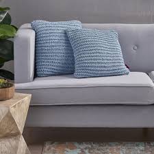 Noble House Farlie Light Blue Solid Cotton 17 25 In X 6 In Throw Pillow Set Of 2 54031 The Home Depot