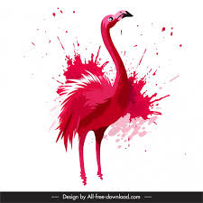 Four flamingo species are distributed throughout the americas, including the caribbean, and two species are native to africa, asia, and europe. Flamingo Bird Painting Red Splashing Grunge Design Free Vector In Adobe Illustrator Ai Ai Format Encapsulated Postscript Eps Eps Format Format For Free Download 6 67mb