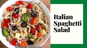 This spaghetti salad happens to be fully loaded with zucchini, bell peppers, red onion, cucumbers and cherry tomatoes so every bite has something delicious. Italian Spaghetti Pasta Salad With Homemade Italian Dressing The Yummy Delights Italian Food