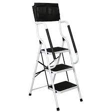 Folding 3 Step Safety Step Ladder Padded Side Handrails Attachable Tool Pouch Caddy Walmart Com Step Ladder Safety Ladder Step Stool