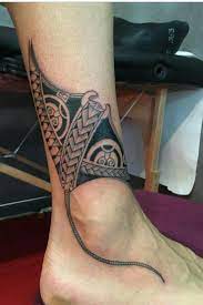 Polynesian Tribal Tattoo Of Stingray Above Ankle Tribal Tattoos Tattoos Cool Tribal Tattoos