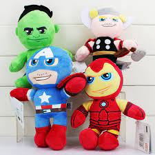 Retail 4 Styles 20cm The Avengers Plush Green Hulk Thor Captain America Iron Man Plush Doll Soft Stuffed Toys Free Shipping Clo Soft Dolls Iron Man Plush Thor
