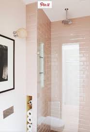 Pale Pink Subway Tile Pink Bathroom Tiles Black Tile Bathrooms Bathroom Design