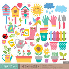 Spring Garden Clipart Pot Plants Clipart Ladybug Sunflower Fence Boot Bird House Flower Clipart In 2020 Garden Clipart Digital Clip Art Clip Art