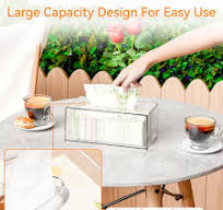 Cq acrylic Tissue Box Holder,Clear Tissue Box Cover Rectangle for Kleenex Tissue Cube Box,Napkin,Facial Tissue Dispenser Box Case for ...