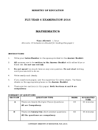 Ministry of education, republic of the fiji islands, 2009. 16 Year 6 Mathematics Qp Multiple Choice Elementary Mathematics