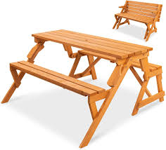 Plan for more than you think you'll need. Amazon Com Best Choice Products 2 In 1 Transforming Interchangeable Outdoor Wooden Picnic Table Garden Bench For Backyard Porch Patio Deck W Umbrella Hole Natural Garden Outdoor