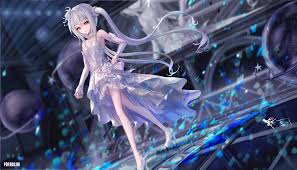Hình ảnh anime girl tóc trắng xinh đẹp, lạnh lùng đầy cuốn hút
