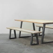 Save $ 79.11 (20 %) limit 3 per order. Wood And Steel Dining Table And Bench Set By Heather Scott Design Notonthehighstreet Com