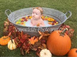 Baby milk baths sessions are focused on capturing beautiful fine art photographs of your little one. Anameleth Photography Fall Flowers Pumpkin Milk Bath Baby Photo Milk Bath Photography Fall Baby Photos Baby Milk Bath