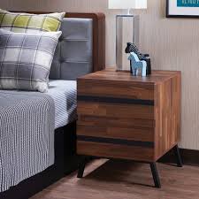 Acme Karine Nightstand Walnut And Black Scandinavian Nightstands And Bedside Tables By Gwg Outlet
