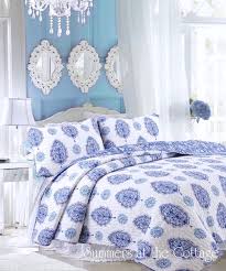 Pottery barn washed velvet quilt full queen porcelain blue new pkg best $ ebay. Southport Azure Blue Paisley Turquoise Flowers Quilt Set