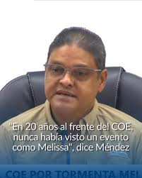 Juan Manuel Méndez, director del Centro de Operaciones de Emergencias  (COE), advirtió que la tormenta tropical Melissa presenta un comportamiento  “errático” y reiteró la necesidad de que la población ...