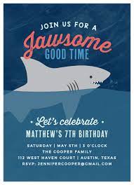 Shark birthday party invitation template. Shark Children S Birthday Invitations Match Your Color Style Free