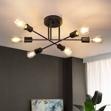 Deckenleuchten haben die aufgabe, gleichmäßiges und angenehmes licht zu verteilen. Zmh Deckenleuchte Deckenlampe Vintage 6 Flammig Wohnzimmer E27 Kronleuchter Schwarze Schlafzimmerlampe Retro Esstischlampe Industriell Rustikal Online Kaufen Otto