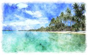 Watercolor Tropical Island Beach Watercolor Watercolor Paintings Easy Watercolor Paintings For Beginners