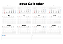 The 2021 calendar is automatically generated and can always be visited online. 2021 Free Printable Yearly Calendar 2021 Free Printable