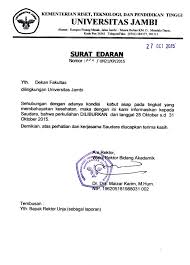 Mungkin anda pernah mendengar kata surat. Surat Edaran Rektor Universitas Jambi No 224 Un21 Kp 2015 Tgl 27 Oktober 2015 Libur Perkuliahan Lembaga Pengembangan Teknologi Informasi Dan Komunikasi