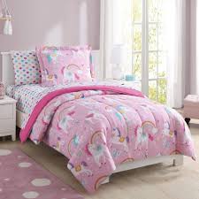 Lavender bedding,purple bedspreads,purple comforter sets king,purple comforter twin,solid purple comforter, with resolution 1024px x 536px. Your Zone Rainbow Unicorn Bed In A Bag Coordinated Bedding Set Pink Twin Size Walmart Com Walmart Com