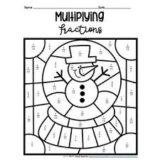 Multiplying Fractions Color By Number Winter Theme Subtraction Winter Math Number Line