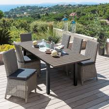 Find your ideal style of dining sets for your home today! Garden Table In Imitation Wood Composite And Aluminium In Grey W 213 Escale Maisons Du Monde