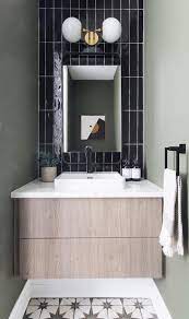 Sage Green Powder Room With Black Tiles Leclair Decor Pretty Bathrooms Rooms Reveal Modern Bathroom Design