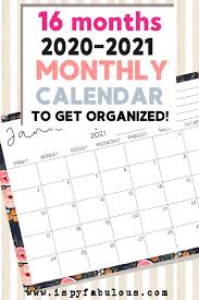 16 Month Floral Monthly Calendar You Can Print At Home I Spy Fabulous In 2020 Monthly Calendar Calendar Teacher Planner