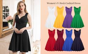 Details About Grace Karin Womens 50s 60s Vintage Sleeveless V Neck Cocktail Swing Dress