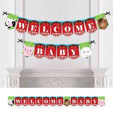 Floral oh baby signage wishing tree oh baby wreath galvanized coasters with white. Farm Animals Baby Shower Bunting Banner Barnyard Party Decorations Welcome Baby Walmart Com Walmart Com