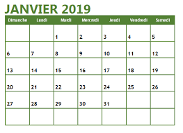 Calendrier 2019 Janvier Calendar Spanish Periodic Table