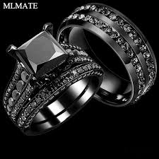 Find unique wedding bands for women at the best price. His Her Couple Rings Black 316l Stainless Steel Princess Cut Cubic Zirconia Engagement Wedding Ring Set Engagement Rings Aliexpress