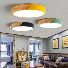 Nordic Wood Led Ceiling Lights Modern Colorful Bedroom Ceiling Lamps Round Thin Plafondlamp Li Bedroom Ceiling Light Ceiling Lamps Bedroom Modern Ceiling Light
