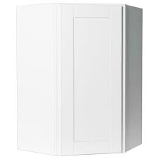 Hampton Bay Shaker Assembled 24x36x12 In Diagonal Corner Wall Kitchen Cabinet In Satin White In 2020 Corner Wall Kitchen Backsplash Designs Hampton Bay